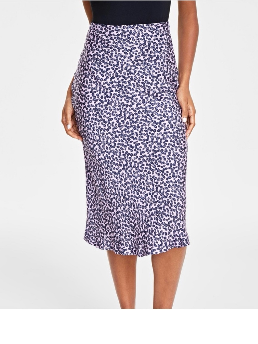 Women's Lilac Spot Print Midi Skirt